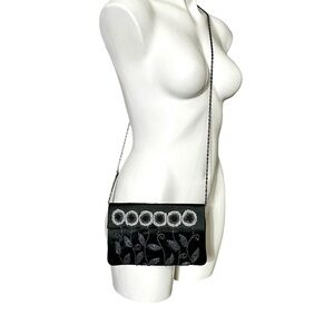 Beaded Floral Evening Bag Black/Gray